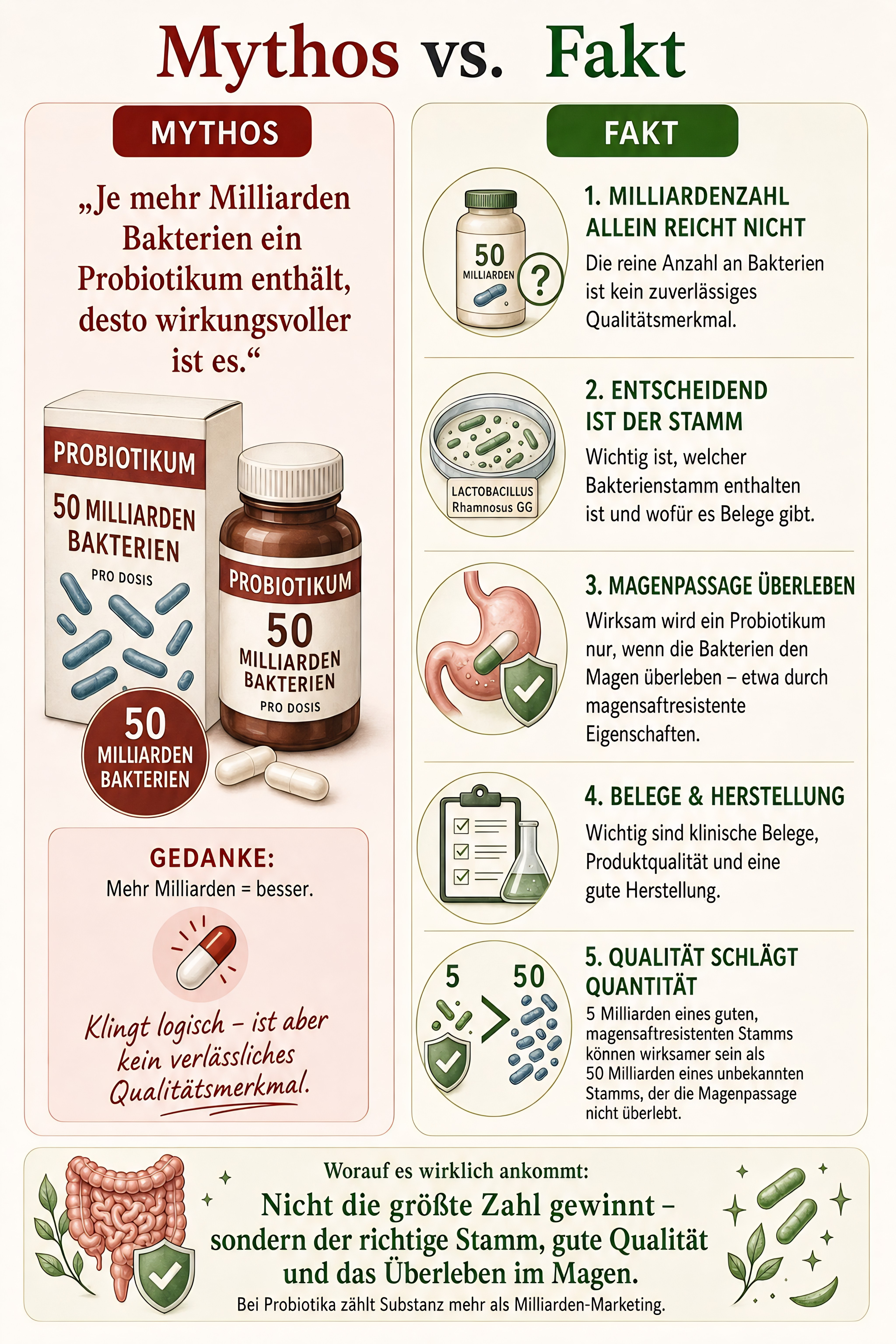 Mythos: Je mehr Milliarden Bakterien, desto besser